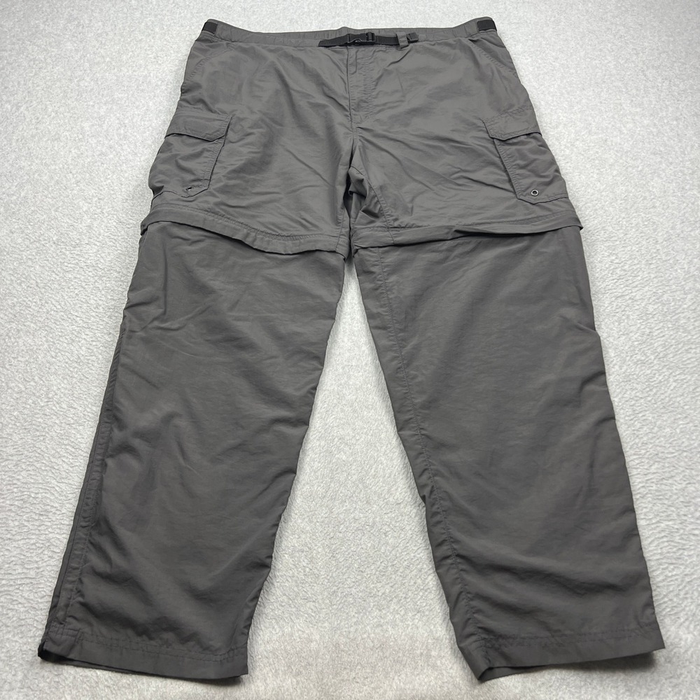 REI Sahara Convertible Pants Mens XL Gray Zip Off Cargo Belted Hiking Trousers